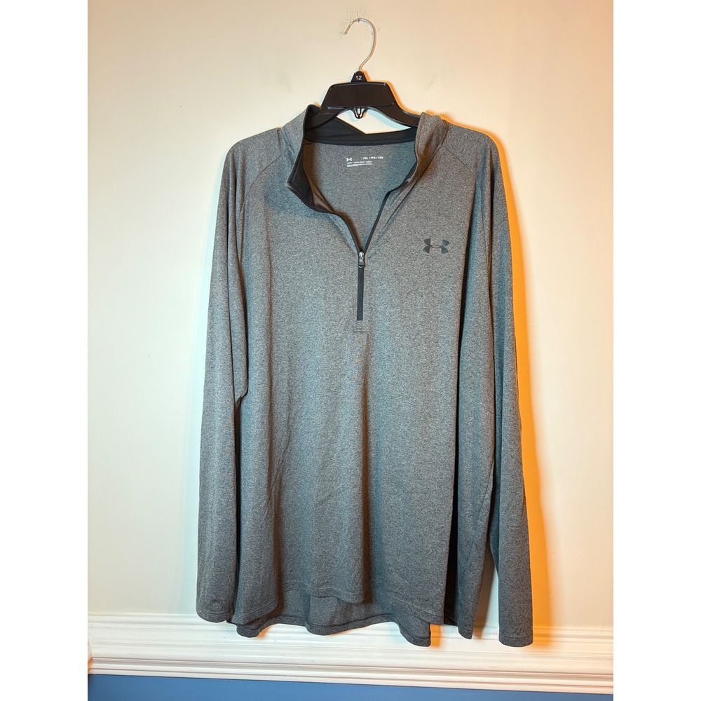 Under Armour Quarter Zip Pullover Mens 3XL Grey Tech Loose Fit Long Sleeve Top